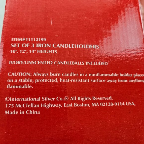 International Silver 3 Candleholders Iron Round Cream Unscented Candles New - Picture 11 of 11